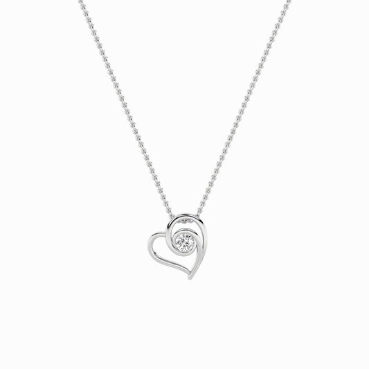 1CTW Round Lab-Grown Diamond Bezel Heart Pendant 1 Stone