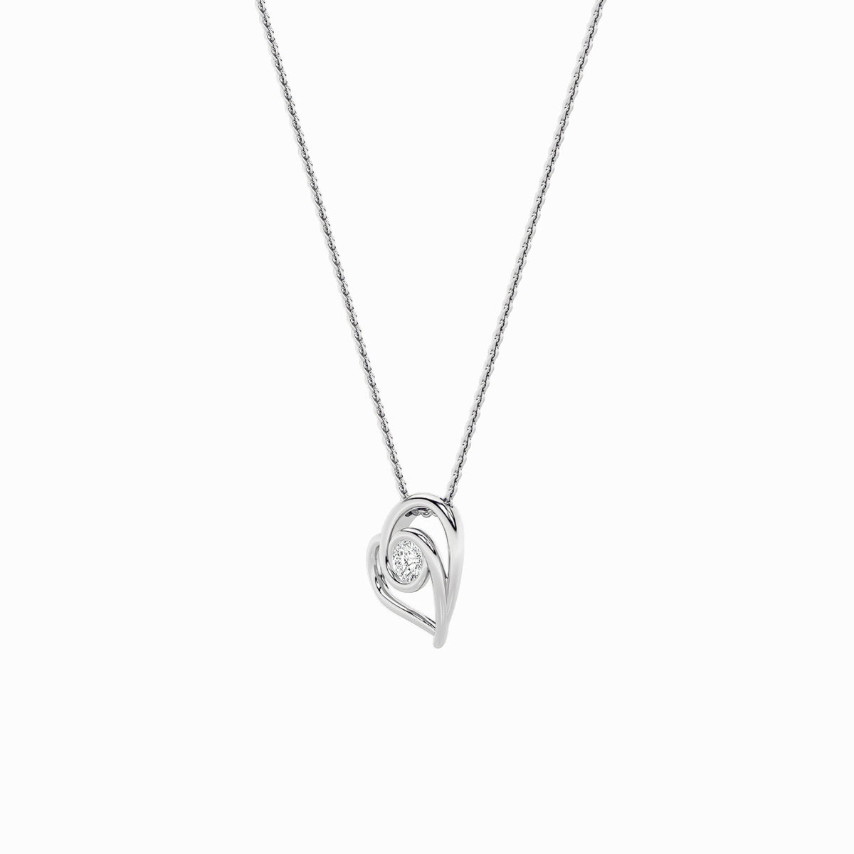 1CTW Round Lab-Grown Diamond Bezel Heart Pendant 1 Stone