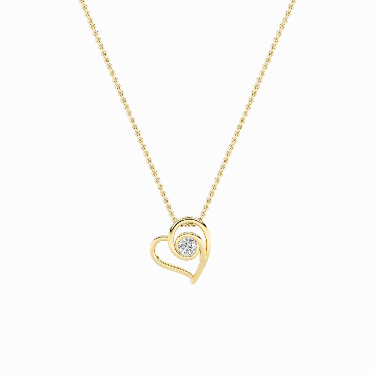 1CTW Round Lab-Grown Diamond Bezel Heart Pendant 1 Stone