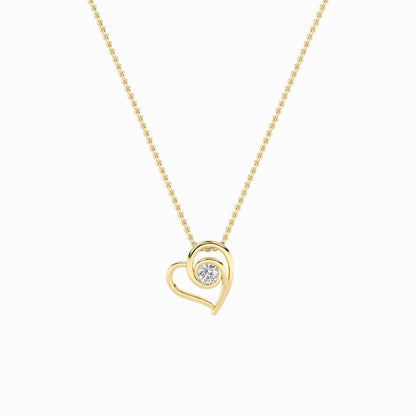 1CTW Round Lab-Grown Diamond Bezel Heart Pendant 1 Stone