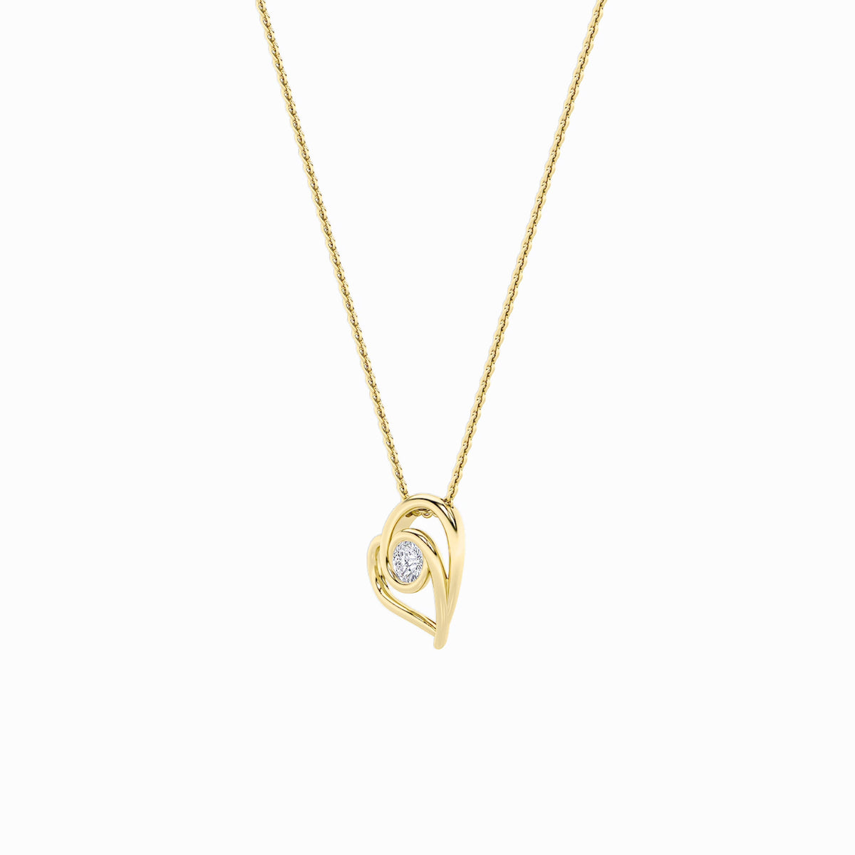 1CTW Round Lab-Grown Diamond Bezel Heart Pendant 1 Stone