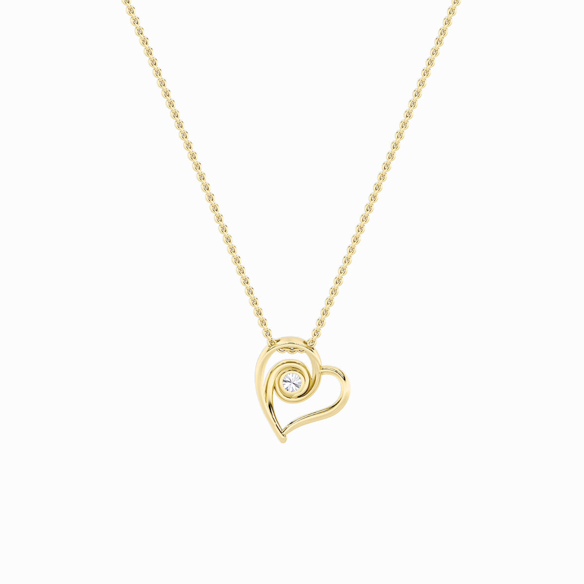 1CTW Round Lab-Grown Diamond Bezel Heart Pendant 1 Stone