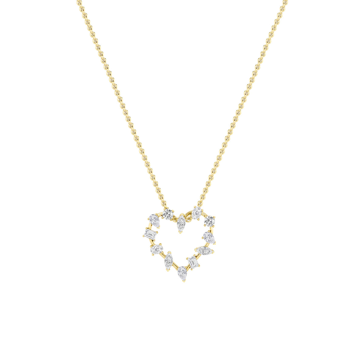 2.5CTW Emerald Lab-Grown Diamond Prong Heart Pendant 12 Stones