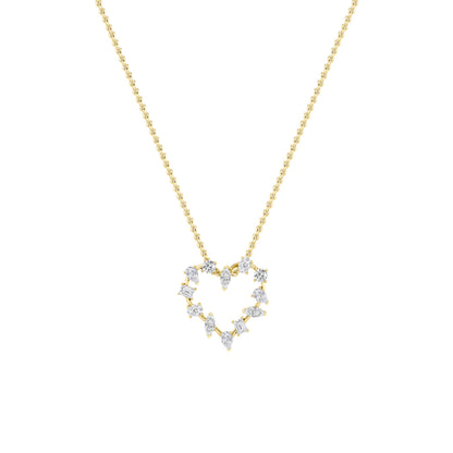 2.5CTW Emerald Lab-Grown Diamond Prong Heart Pendant 12 Stones