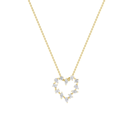 2.5CTW Emerald Lab-Grown Diamond Prong Heart Pendant 12 Stones