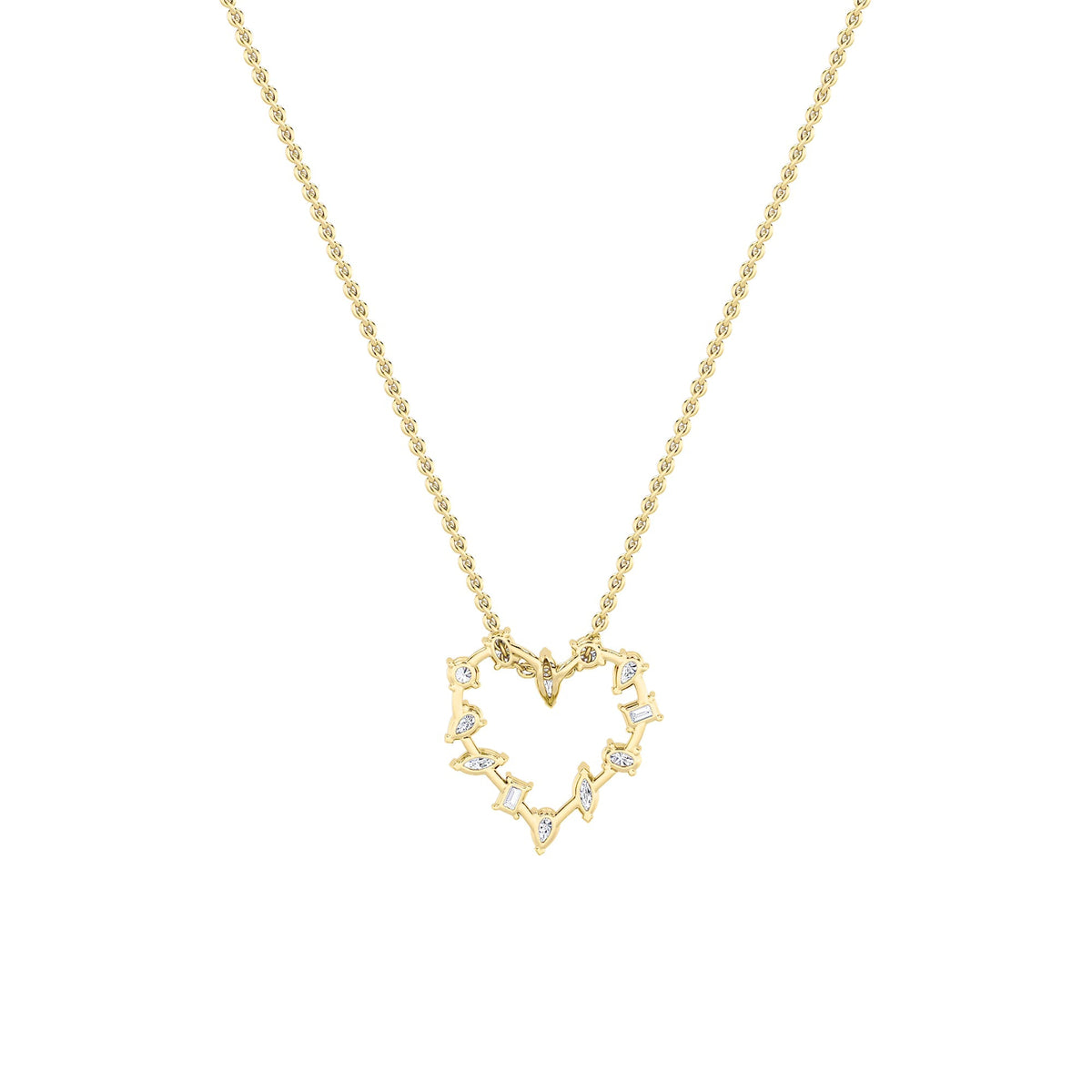2.5CTW Emerald Lab-Grown Diamond Prong Heart Pendant 12 Stones