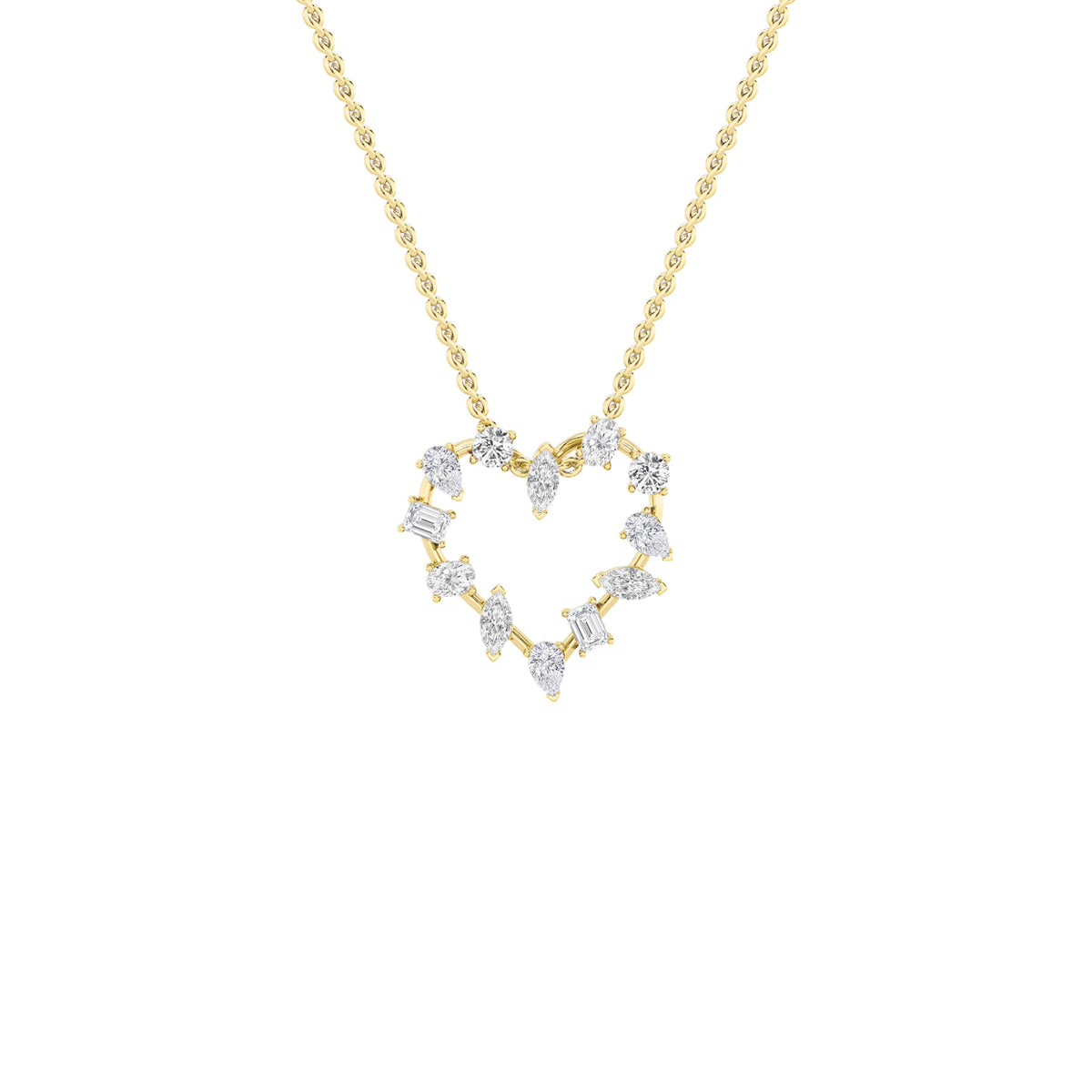 2.5CTW Emerald Lab-Grown Diamond Prong Heart Pendant 12 Stones