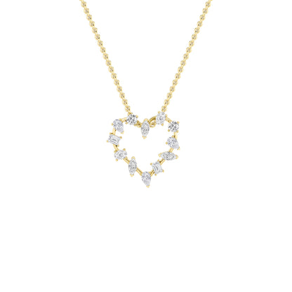 2.5CTW Emerald Lab-Grown Diamond Prong Heart Pendant 12 Stones