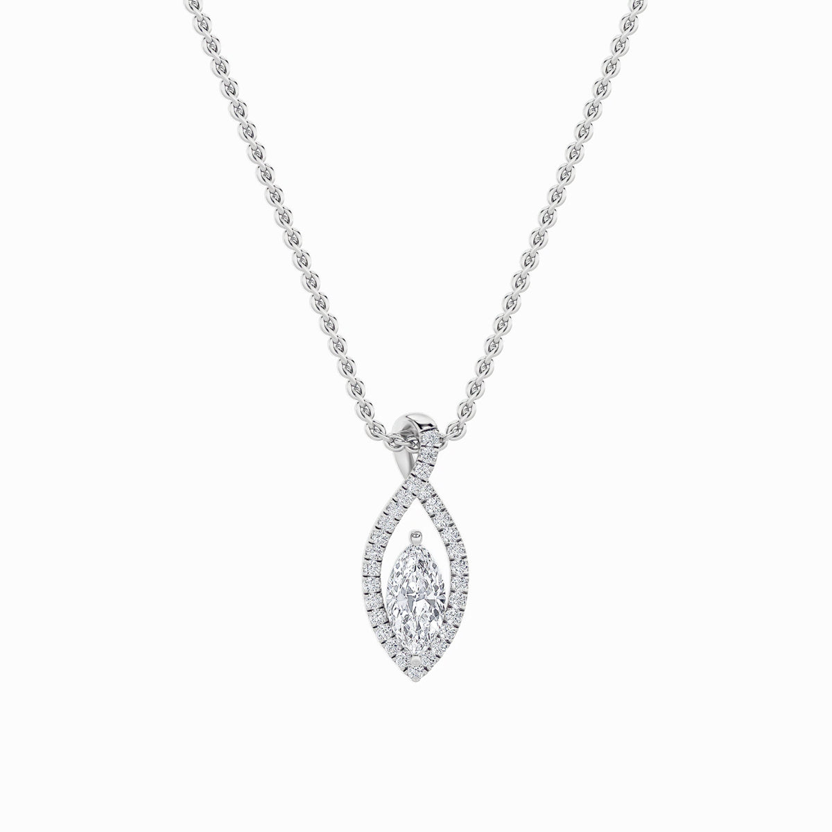 1.25CTW Marquise Lab-Grown Diamond Prong Heart Pendant 30 Stones