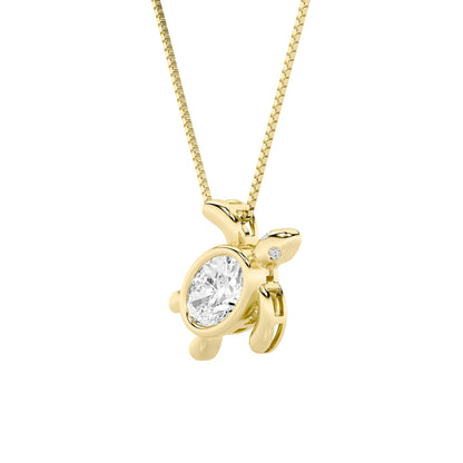 1.5CTW Oval Lab-Grown Diamond Prong Bezel Set Turtle Pendant 3 Stones