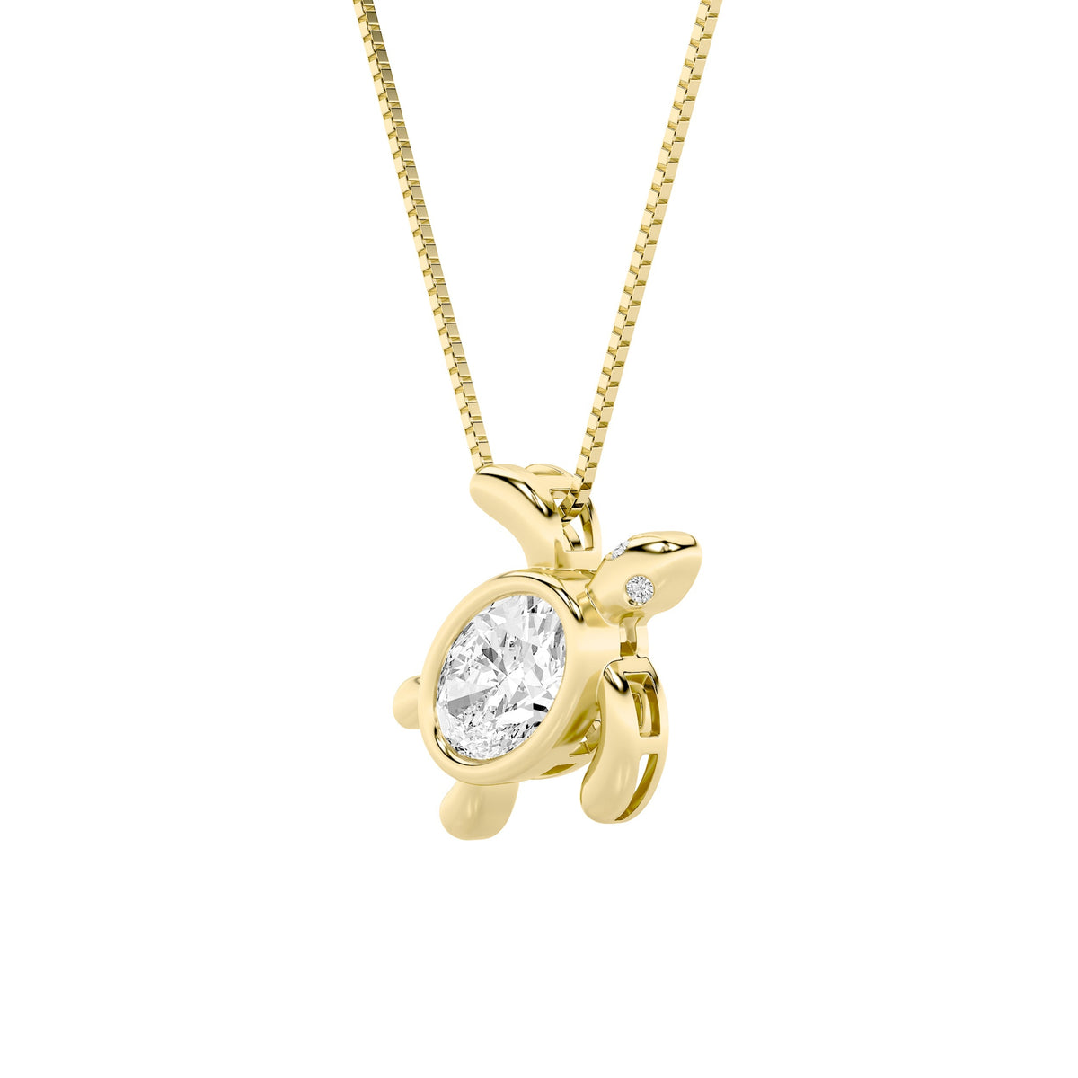 1.5CTW Oval Lab-Grown Diamond Prong Bezel Set Turtle Pendant 3 Stones