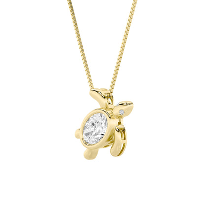1.5CTW Oval Lab-Grown Diamond Prong Bezel Set Turtle Pendant 3 Stones