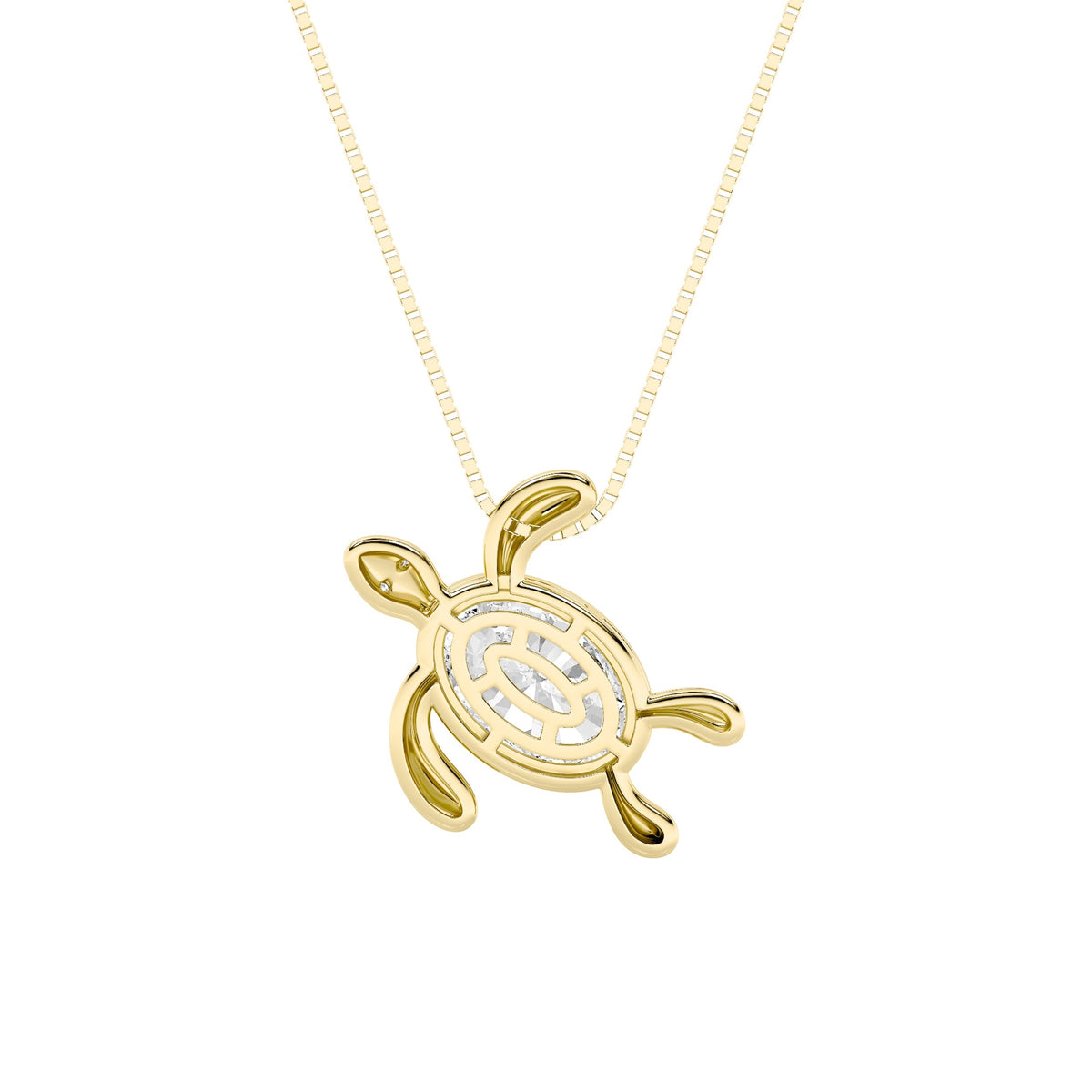 1.5CTW Oval Lab-Grown Diamond Prong Bezel Set Turtle Pendant 3 Stones