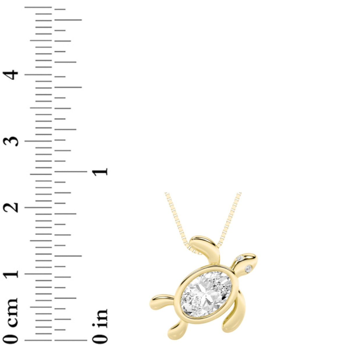 1.5CTW Oval Lab-Grown Diamond Prong Bezel Set Turtle Pendant 3 Stones
