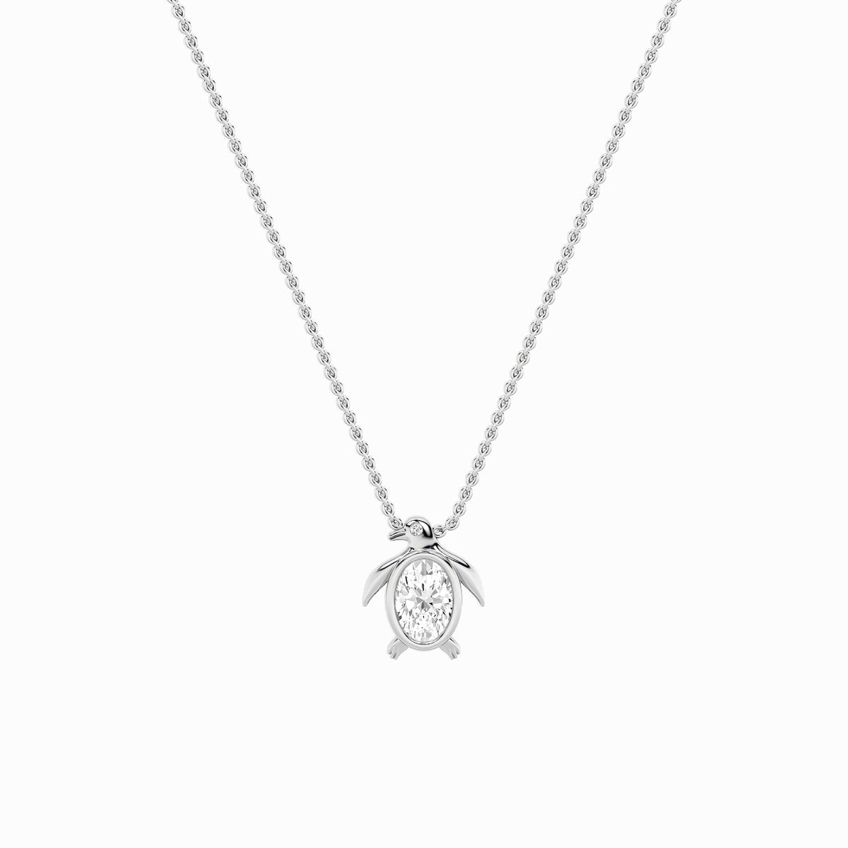 1CTW Oval Lab-Grown Diamond Bezel Flush Pendant 2 Stones