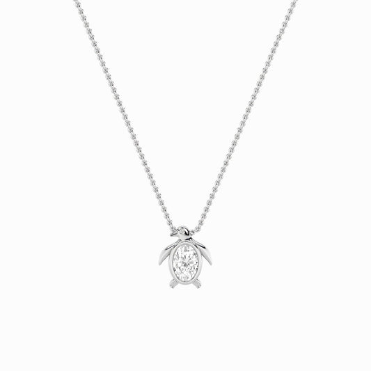 1CTW Oval Lab-Grown Diamond Bezel Flush Pendant 2 Stones