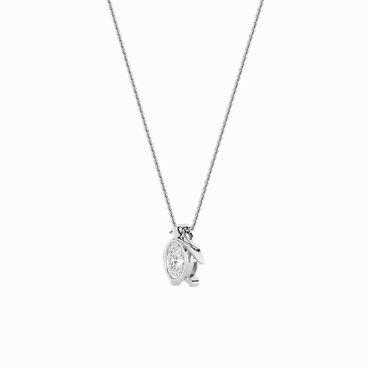 1CTW Oval Lab-Grown Diamond Bezel Flush Pendant 2 Stones