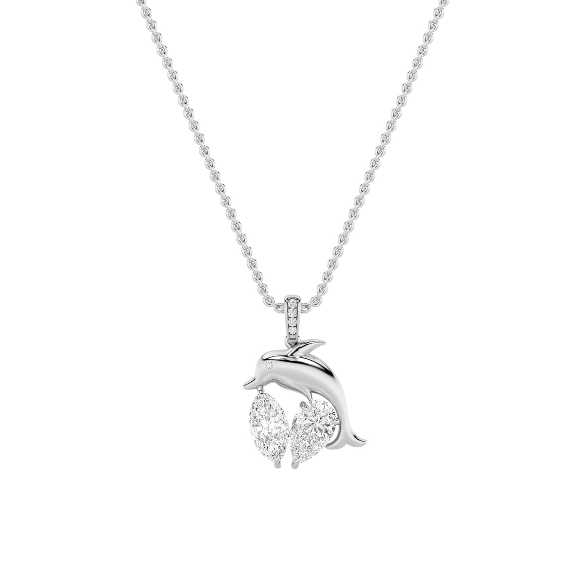 2CTW Marquise Lab-Grown Diamond Prong Flush/Prong Dolphin Pendant 7 Stones