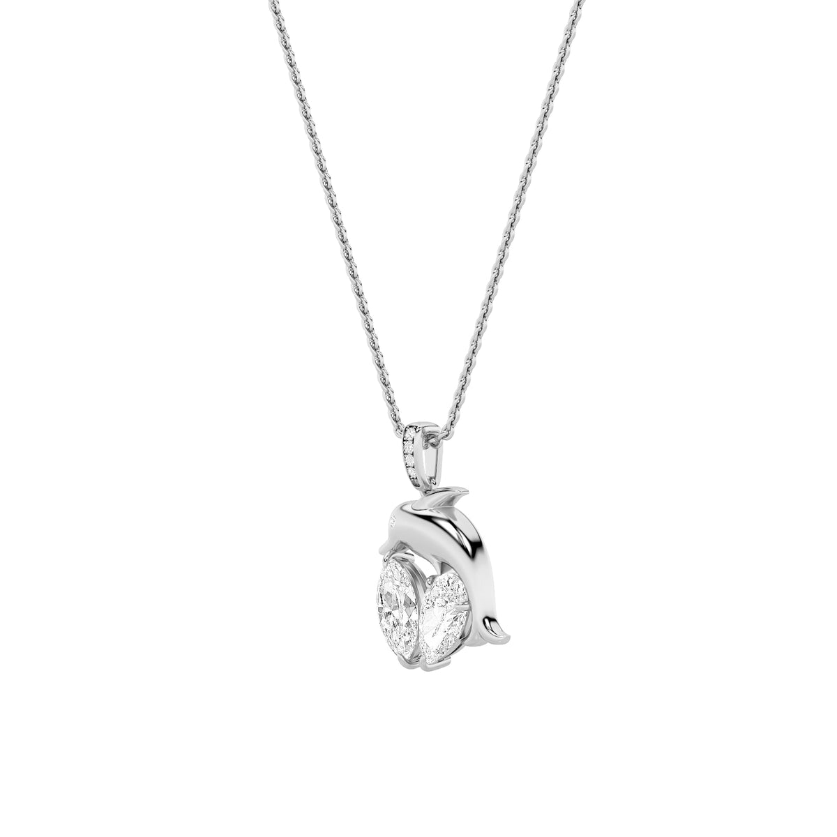 2CTW Marquise Lab-Grown Diamond Prong Flush/Prong Dolphin Pendant 7 Stones