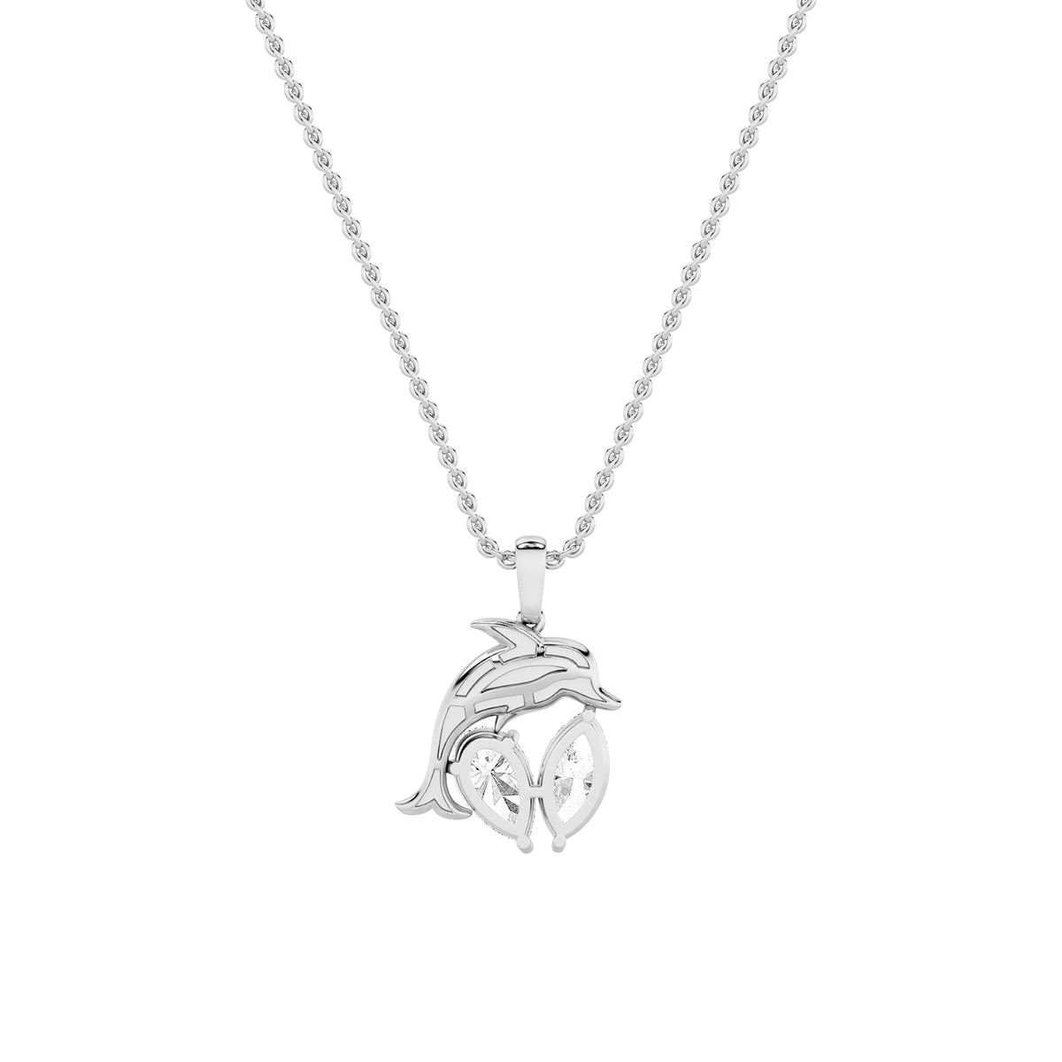 2CTW Marquise Lab-Grown Diamond Prong Flush/Prong Dolphin Pendant 7 Stones