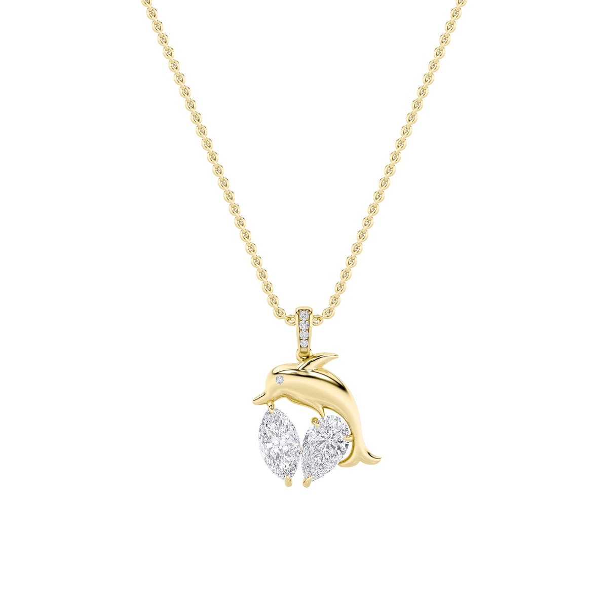 2CTW Marquise Lab-Grown Diamond Prong Flush/Prong Dolphin Pendant 7 Stones