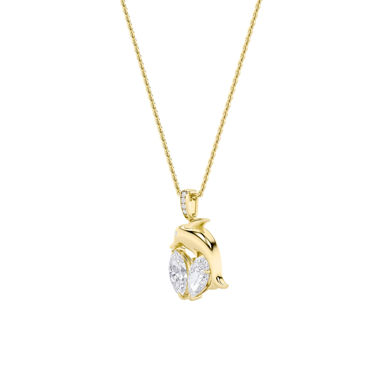 2CTW Marquise Lab-Grown Diamond Prong Flush/Prong Dolphin Pendant 7 Stones