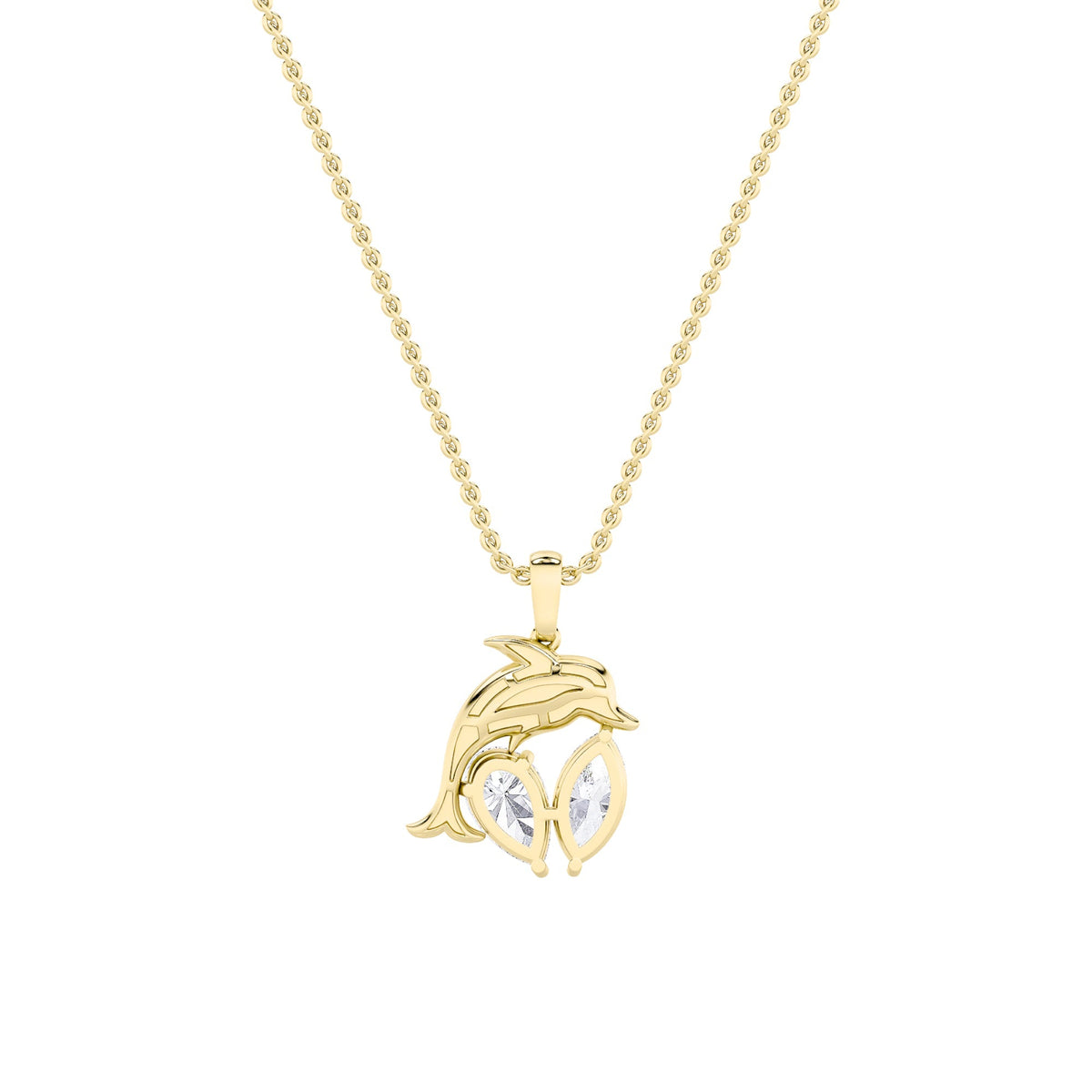 2CTW Marquise Lab-Grown Diamond Prong Flush/Prong Dolphin Pendant 7 Stones