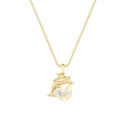 2CTW Marquise Lab-Grown Diamond Prong Flush/Prong Dolphin Pendant 7 Stones