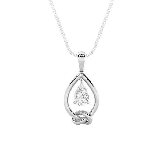 1CTW Pear Lab-Grown Diamond Prong Solitaire Knot Pendant 1 Stone