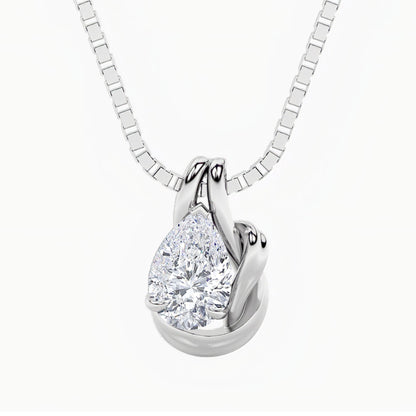 2CTW Pear Lab-Grown Diamond Prong Knot Pendant 1 Stone