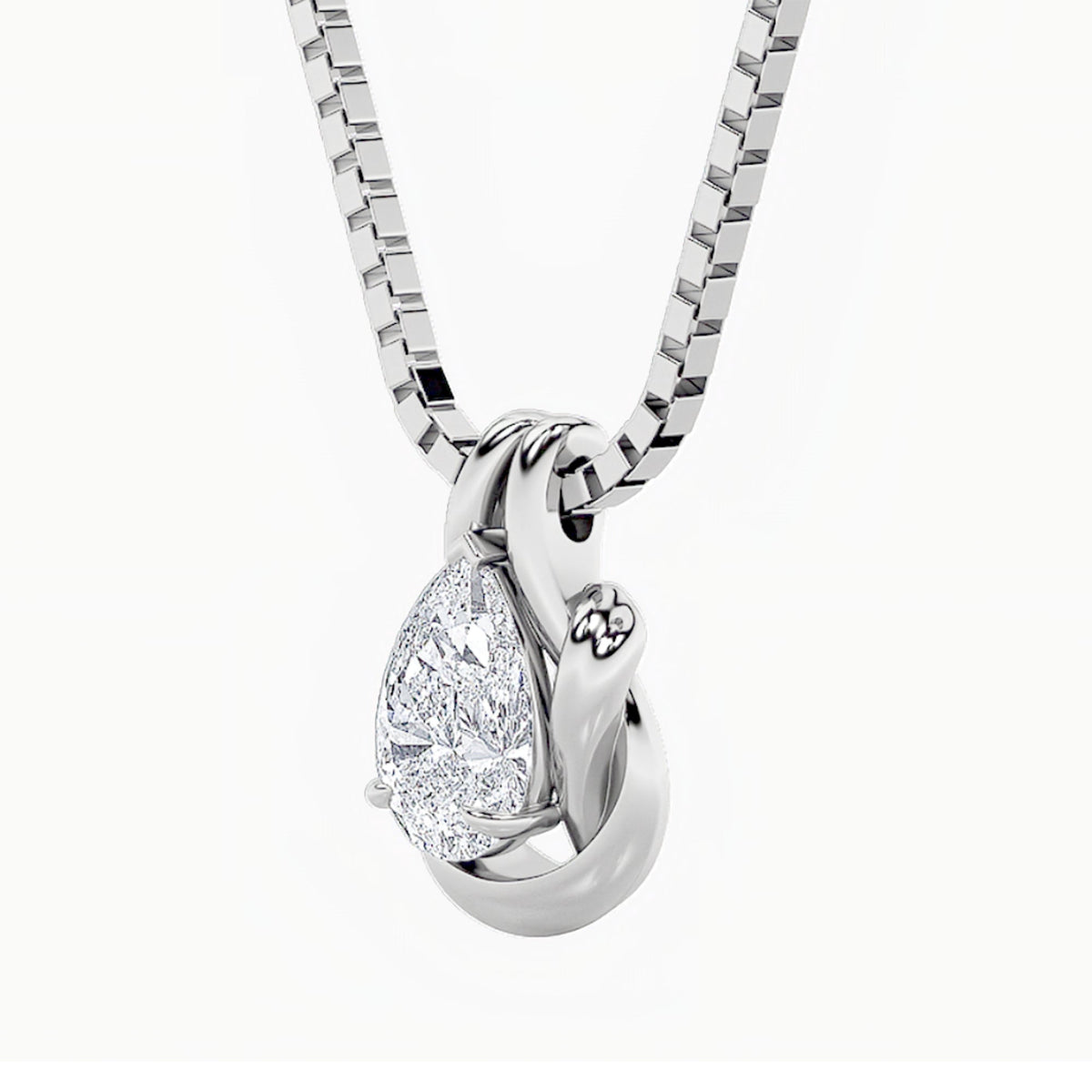2CTW Pear Lab-Grown Diamond Prong Knot Pendant 1 Stone