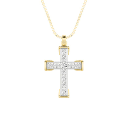 3CTW Round Lab-Grown Diamond Prong Cross Pendant 11 Stones