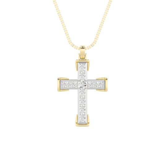 3CTW Round Lab-Grown Diamond Prong Cross Pendant 11 Stones