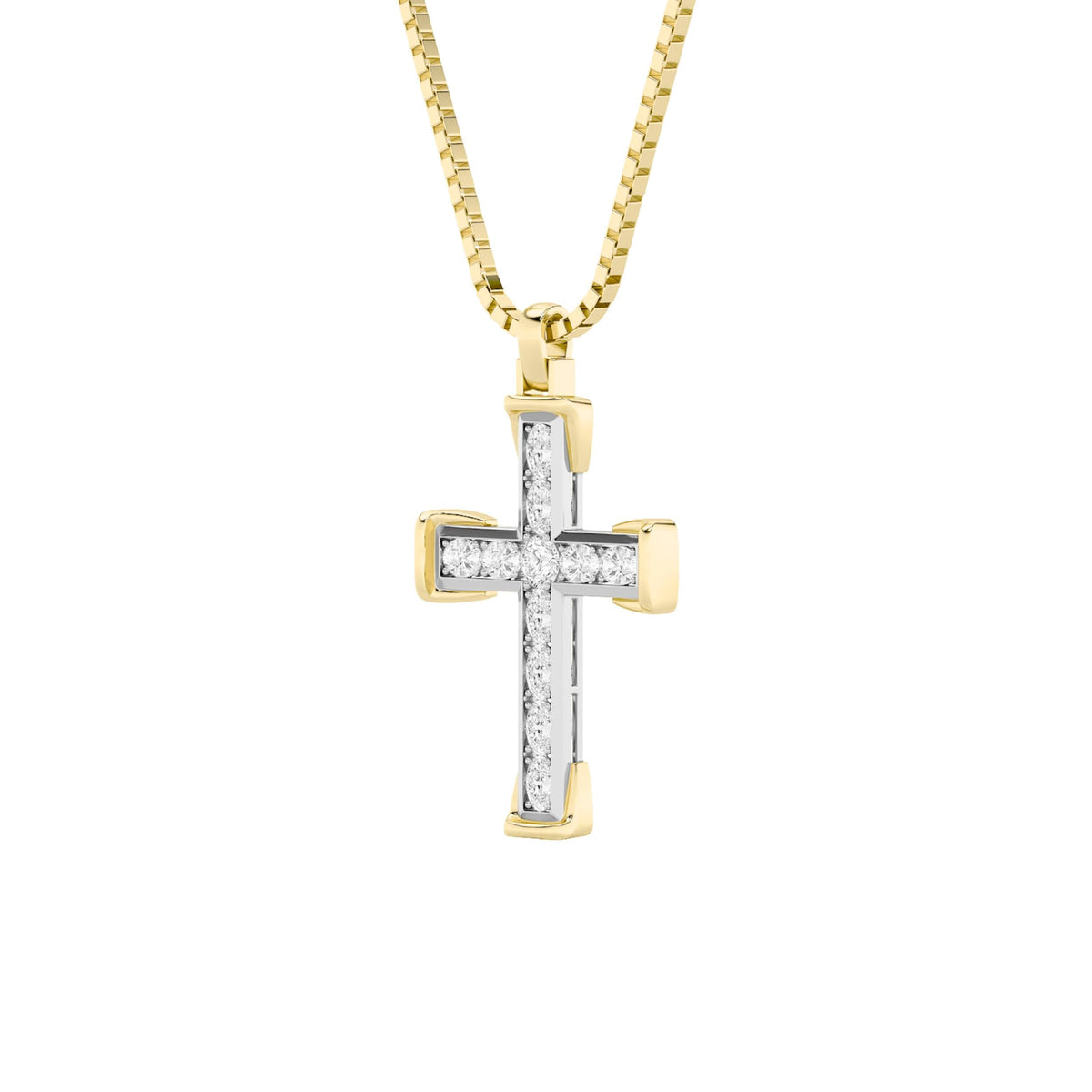 3CTW Round Lab-Grown Diamond Prong Cross Pendant 11 Stones
