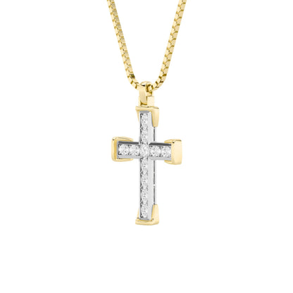 3CTW Round Lab-Grown Diamond Prong Cross Pendant 11 Stones
