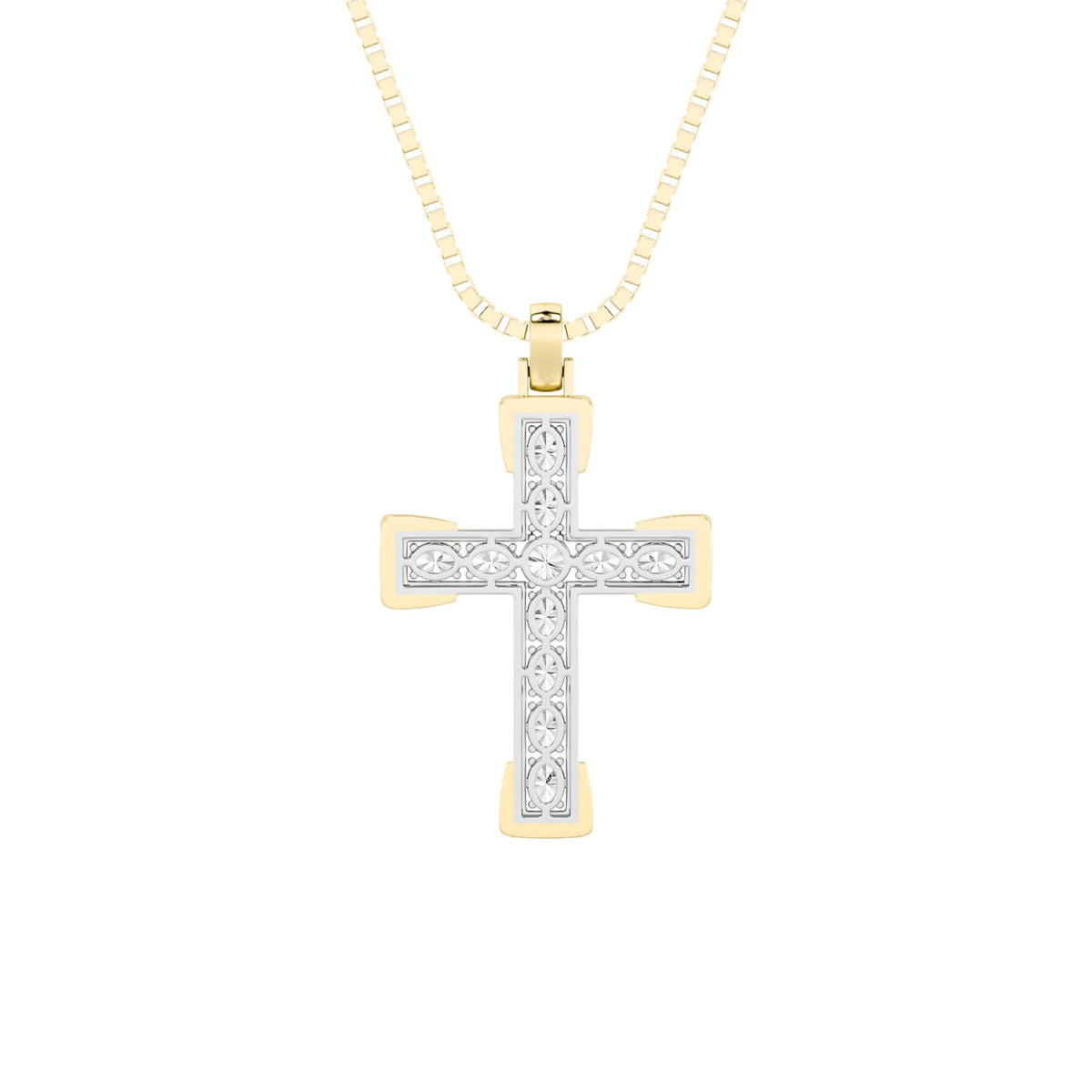 3CTW Round Lab-Grown Diamond Prong Cross Pendant 11 Stones