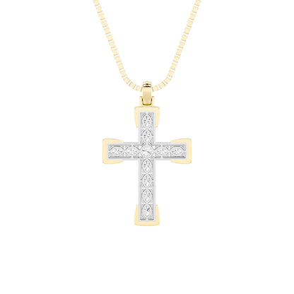 3CTW Round Lab-Grown Diamond Prong Cross Pendant 11 Stones