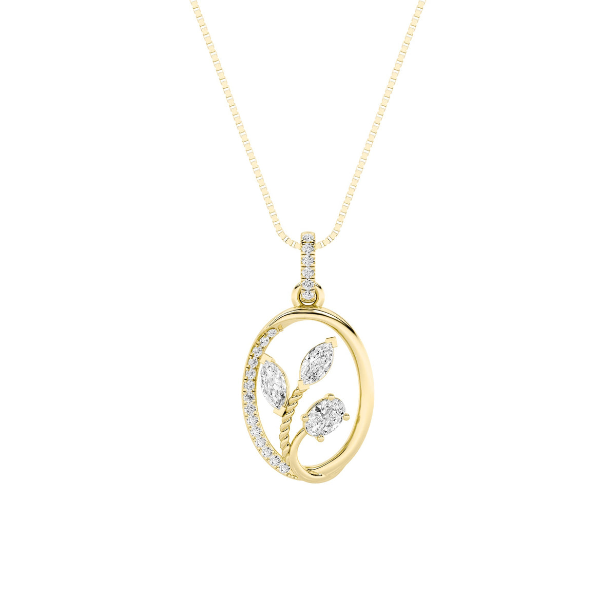 1CTW Oval Lab-Grown Diamond Prong Pendant 23 Stones