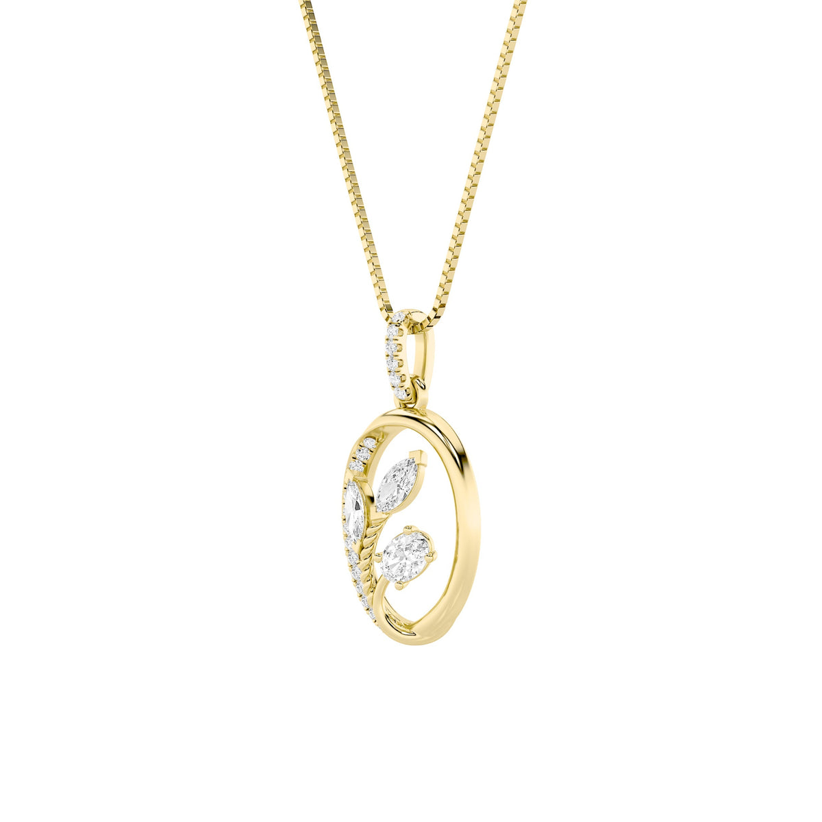 1CTW Oval Lab-Grown Diamond Prong Pendant 23 Stones