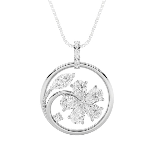 2CTW Marquise Lab-Grown Diamond Prong Pendant 14 Stones