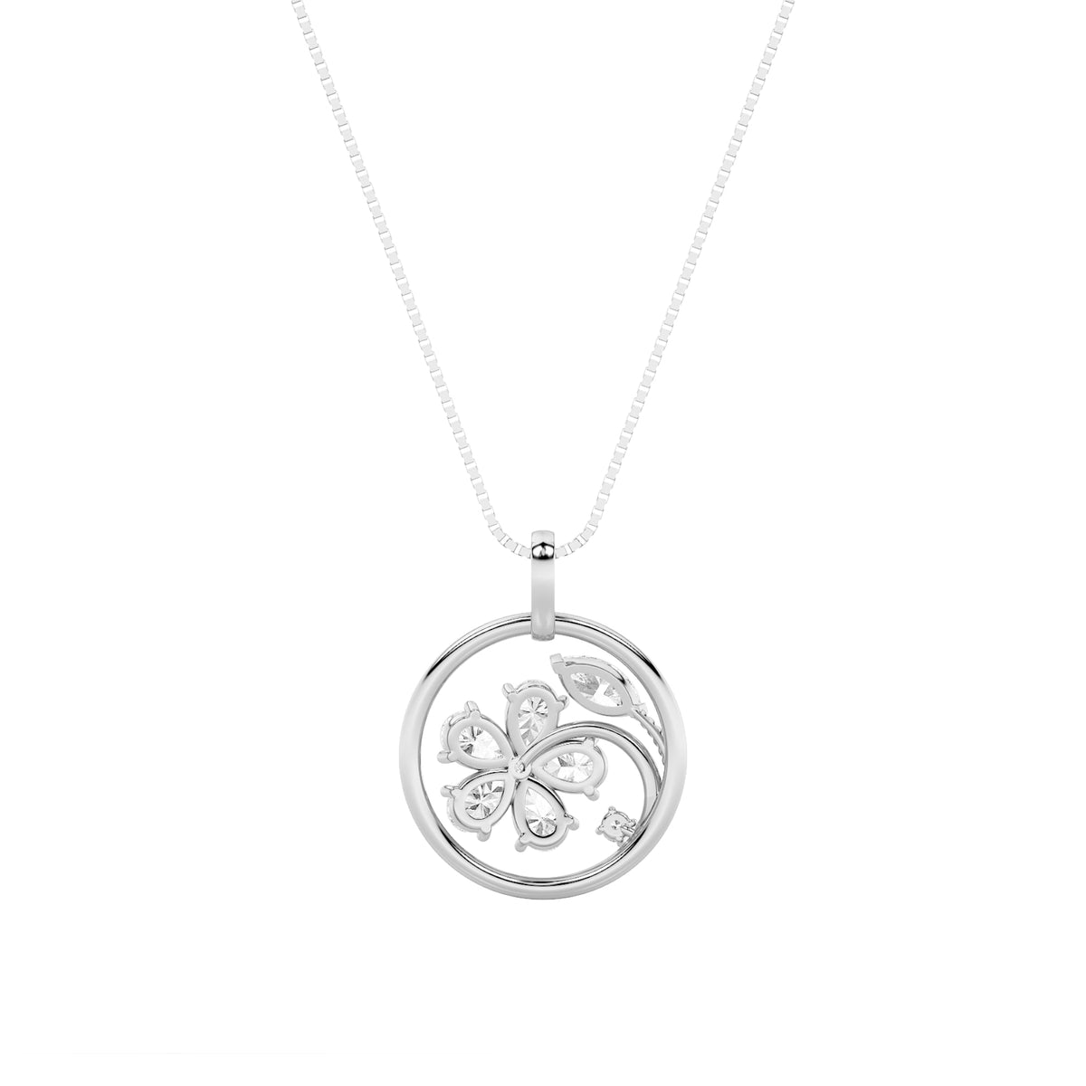 2CTW Marquise Lab-Grown Diamond Prong Pendant 14 Stones