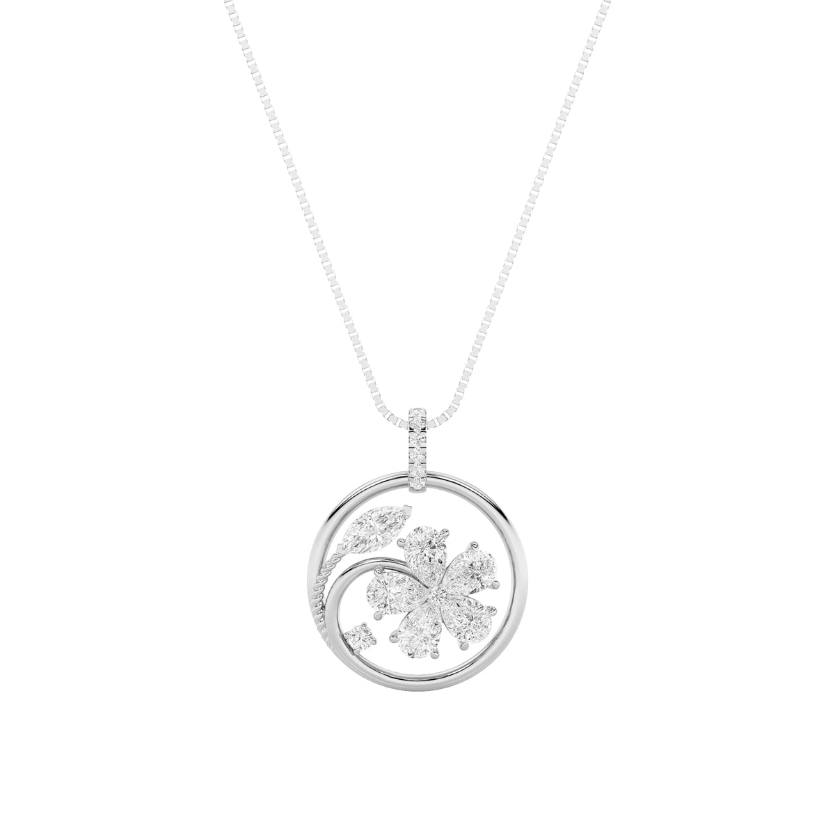 2CTW Marquise Lab-Grown Diamond Prong Pendant 14 Stones