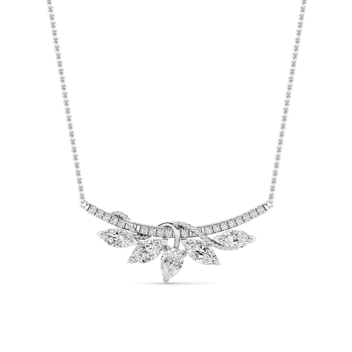 1.5CTW Pear Lab-Grown Diamond Prong Necklace 23 Stones