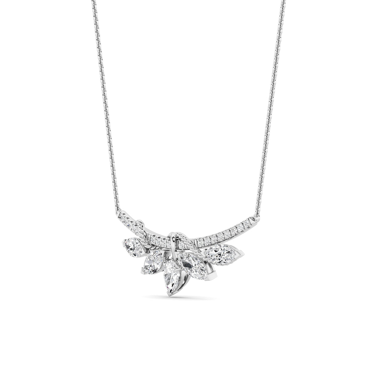 1.5CTW Pear Lab-Grown Diamond Prong Necklace 23 Stones