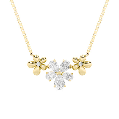 2CTW Pear Lab-Grown Diamond Prong Fancy Flower Necklace 7 Stones
