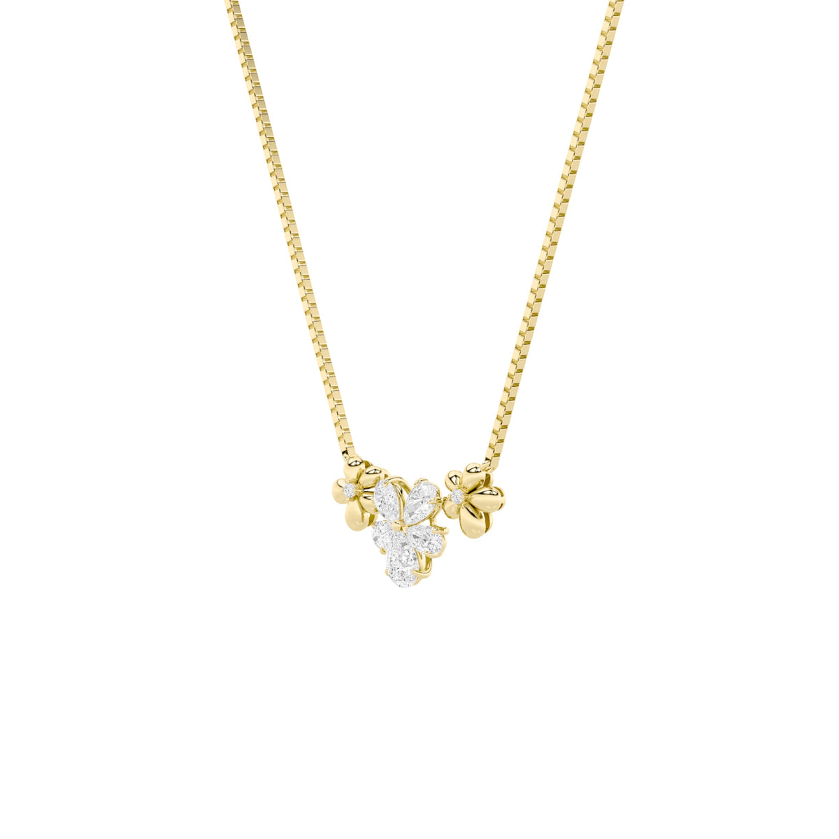 2CTW Pear Lab-Grown Diamond Prong Fancy Flower Necklace 7 Stones