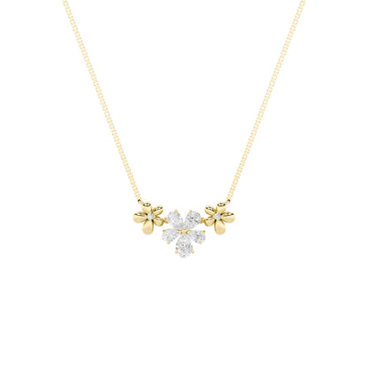 2CTW Pear Lab-Grown Diamond Prong Fancy Flower Necklace 7 Stones