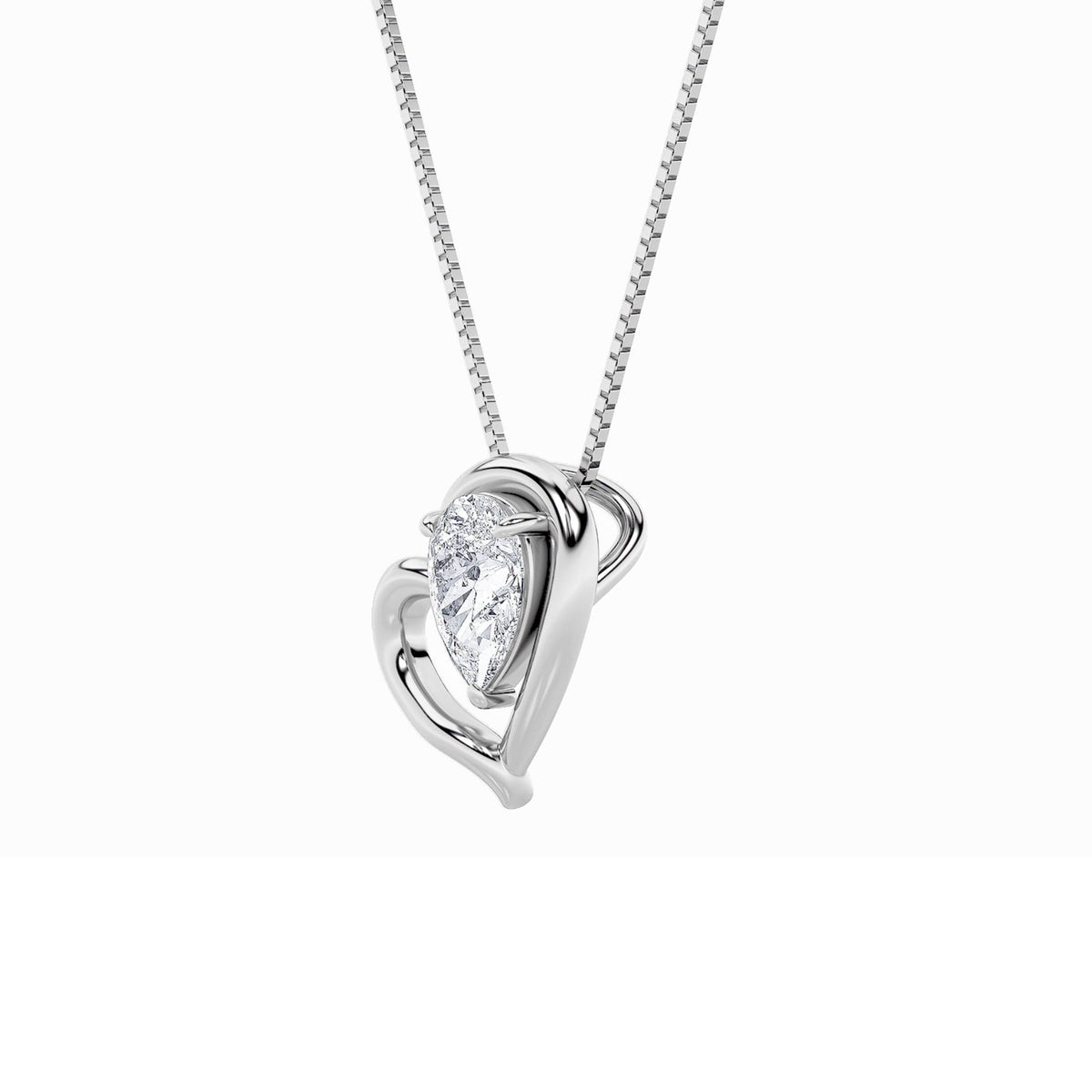 0.5CTW Pear Lab-Grown Diamond Prong Heart Pendant 1 Stone