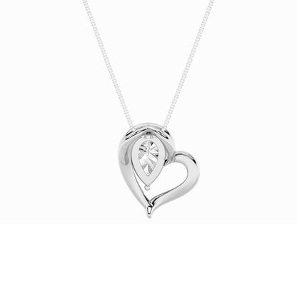 0.5CTW Pear Lab-Grown Diamond Prong Heart Pendant 1 Stone