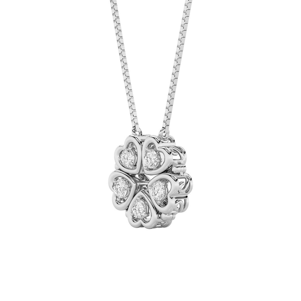 1CTW Round Lab-Grown Diamond Heart Necklace 5 Stones